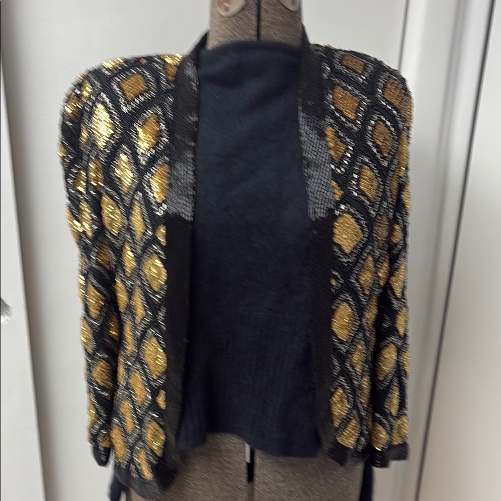 Nite Line Vintage Sequin Jacket - Black and Gold